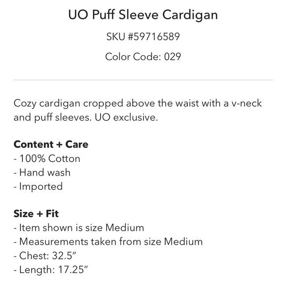 Urban Outfitters Puff Sleeve cardigan, size XS. - Picture 4 of 12